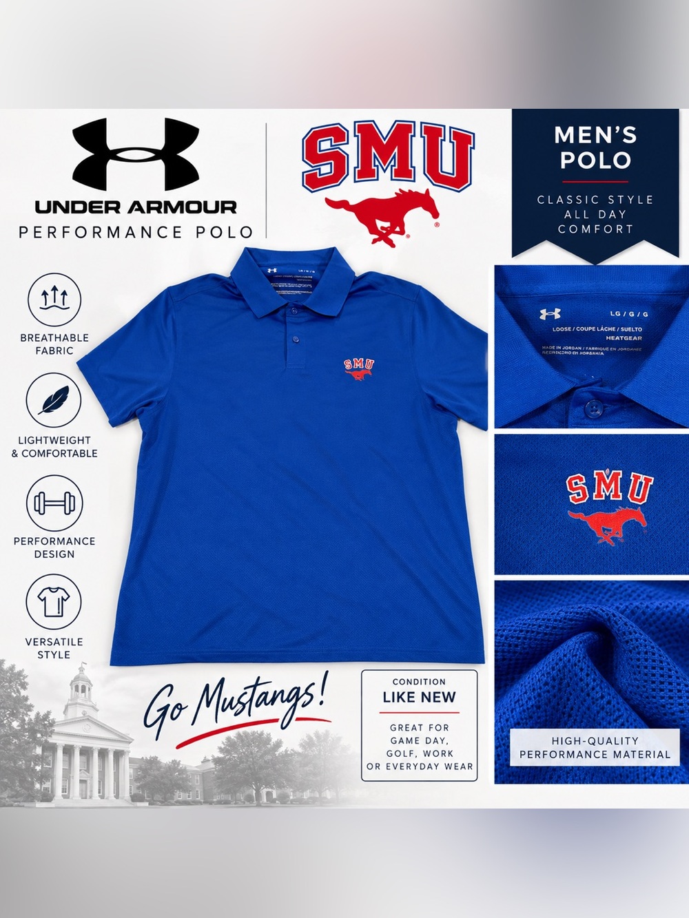 Under Armour Royal Blue SMU Polo